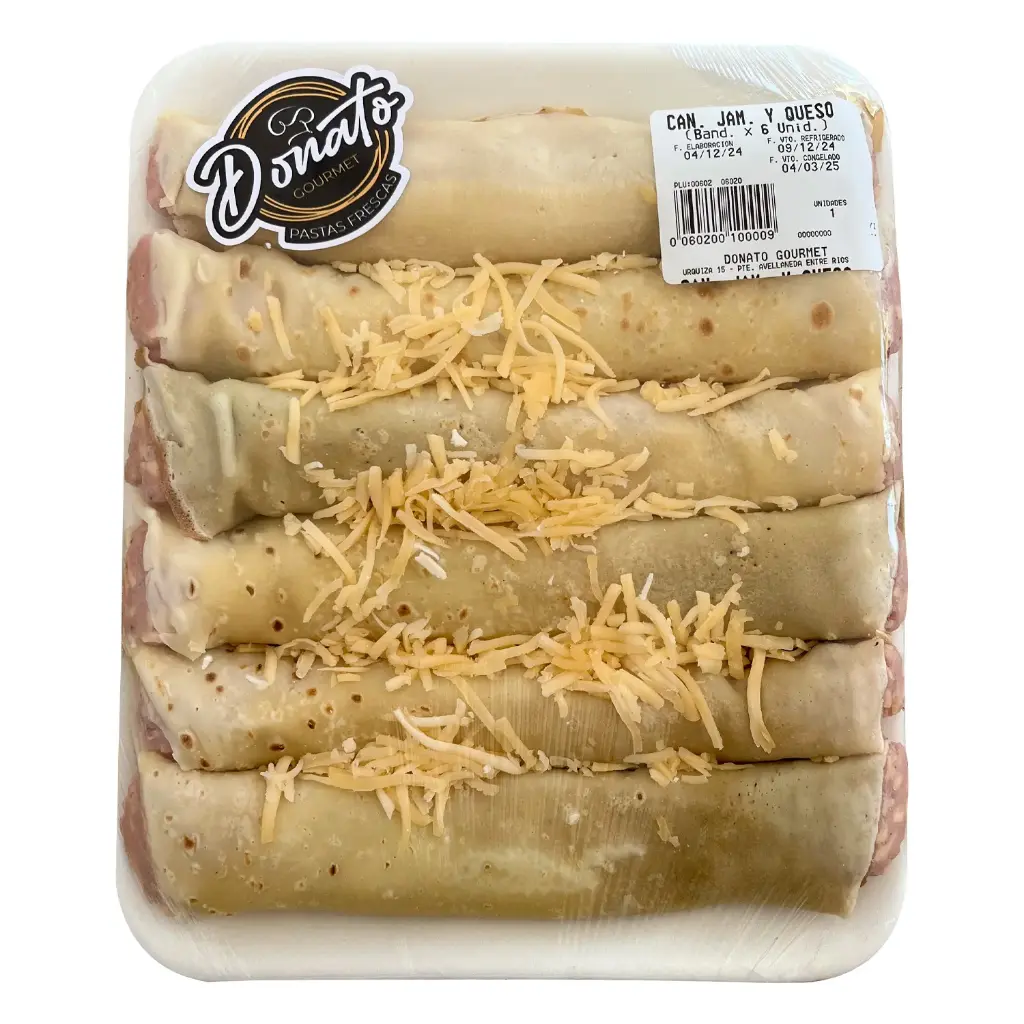 CANELON JAMON Y QUESO (Band. x 6 Unid.)