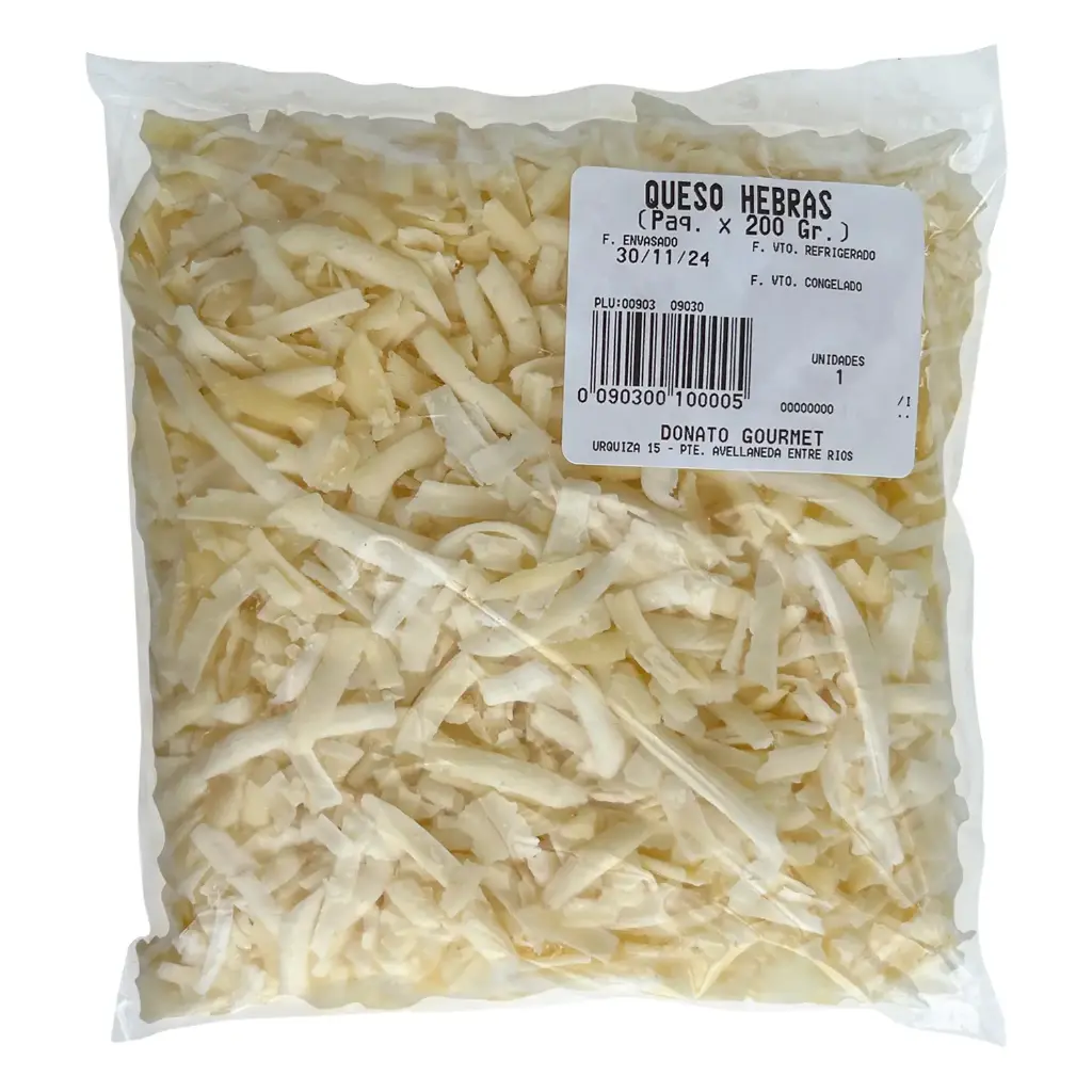 QUESO RALLADO HEBRAS (Paq. x 200 Gr.)